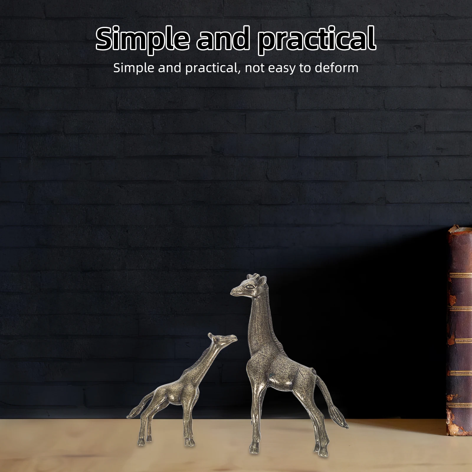 

2pcs Brass Giraffe Sculptures Mother Son Design Vivid Animal Figurines Desktop Statues Home Decor Miniature