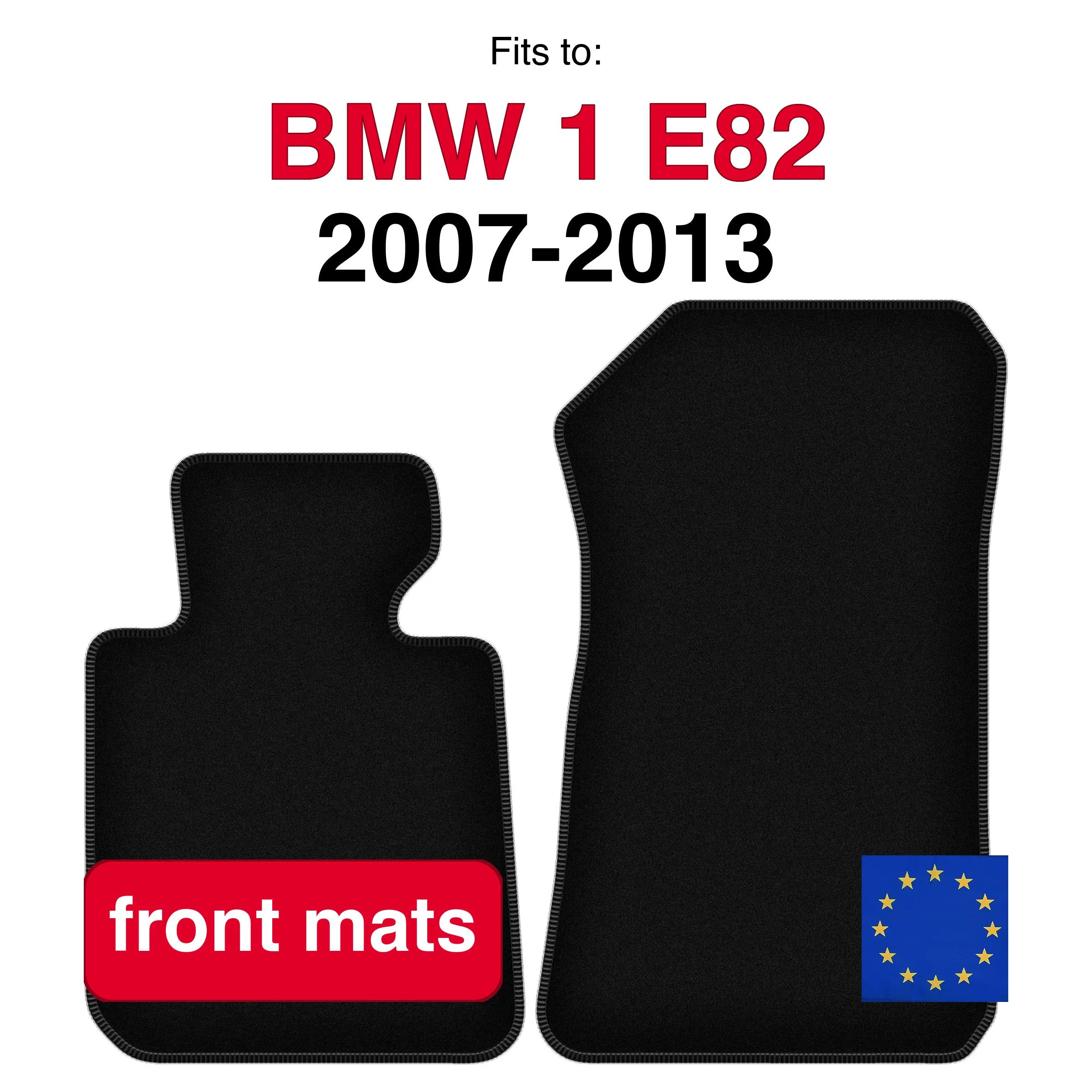 Velour voorste vloermatten voor BMW 1 E82 Coupé (2007-2013) - Zwart (2 stuks) set auto vloermatten voor de voorkant van de auto