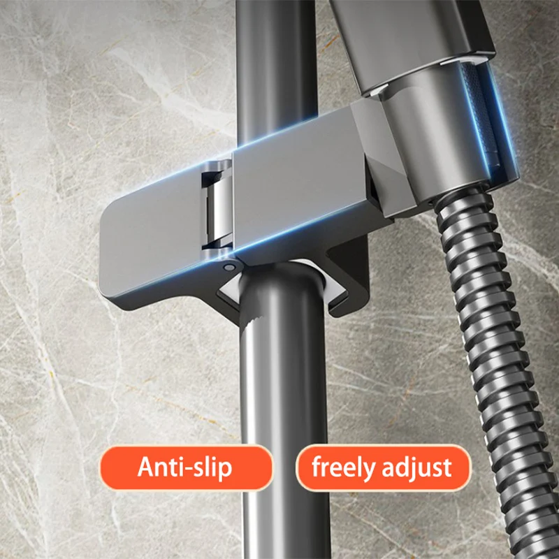 No-punch Shower Bracket Hanging Bathroom Adjustable Lift Rod Shower Shelf Removable Universal Holder