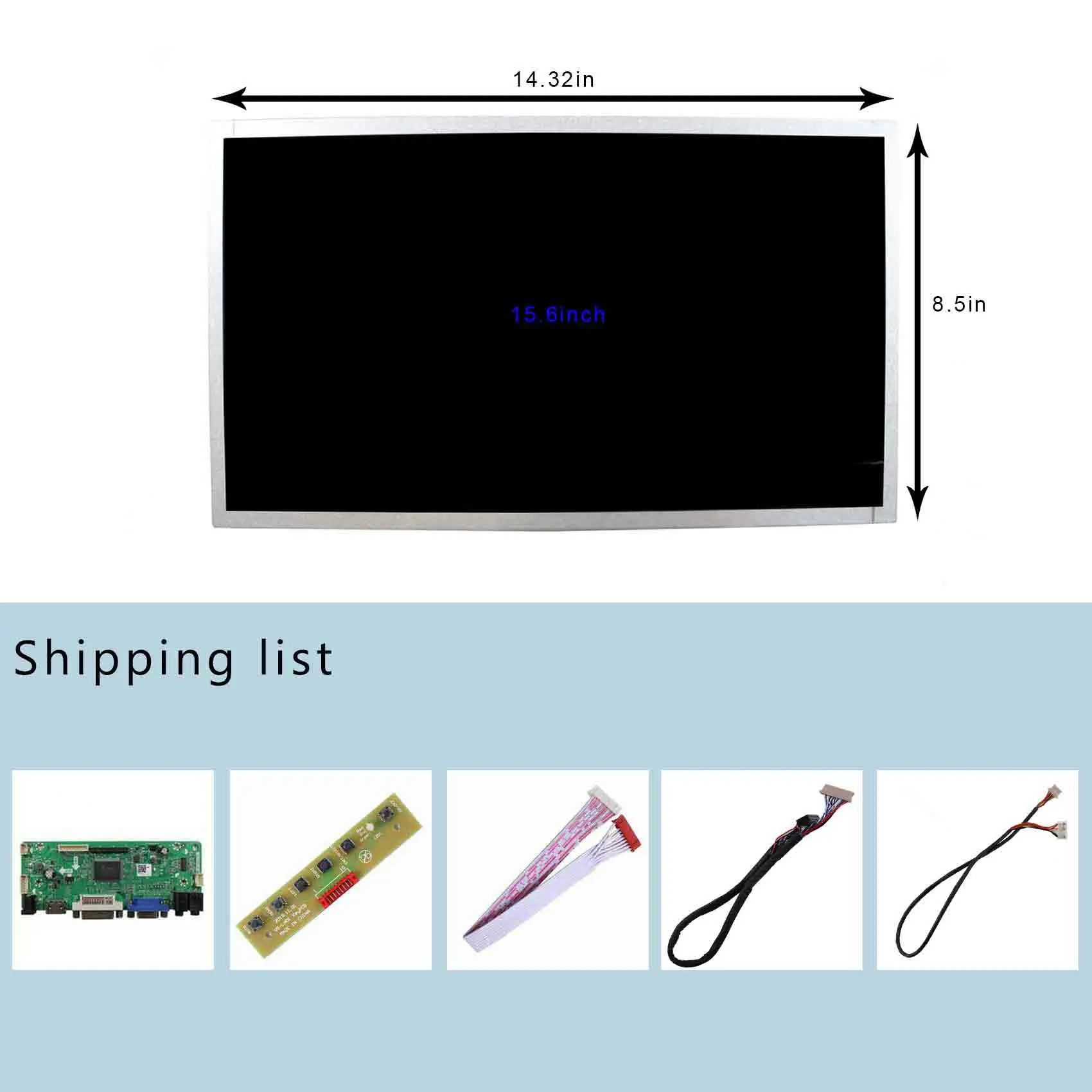 HD-MI DVI VGA LCD กระดานควบคุม15.6 "AC156GA01 1366X768หน้าจอ LCD อุตสาหกรรม