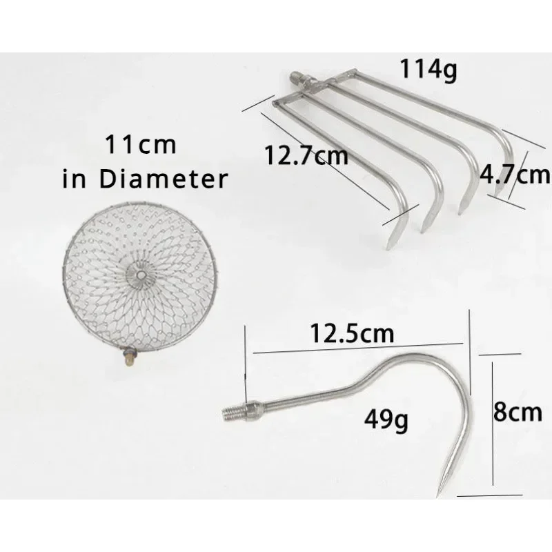Stainless Steel Telescopic Rod Retractable Harrow Spade Hook Ice Scoop Beach Shell Rake Sand Fishing Tackle Strainer Multi-Tool