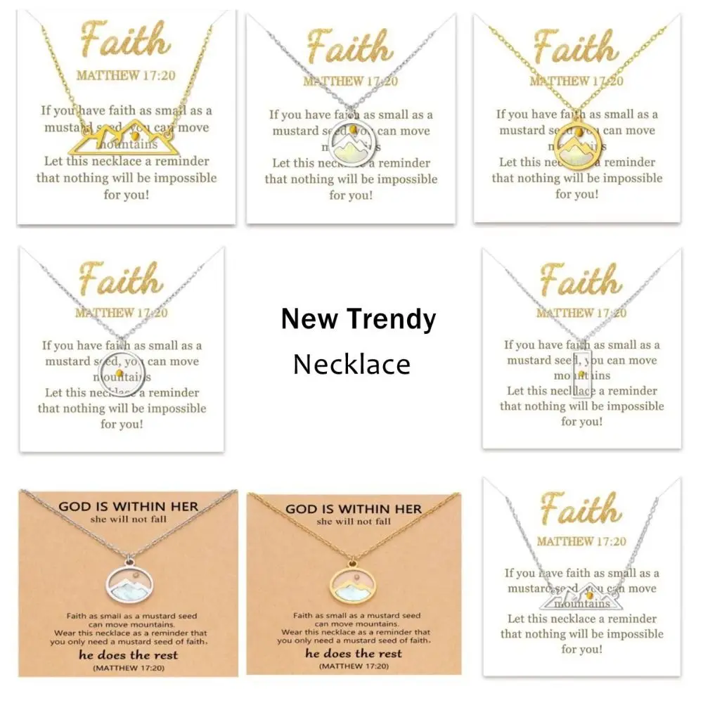 New Christian Gift Mustard Seed Gold Color Stainless Steel Pendant Silver Color Rectangular Shape Chain