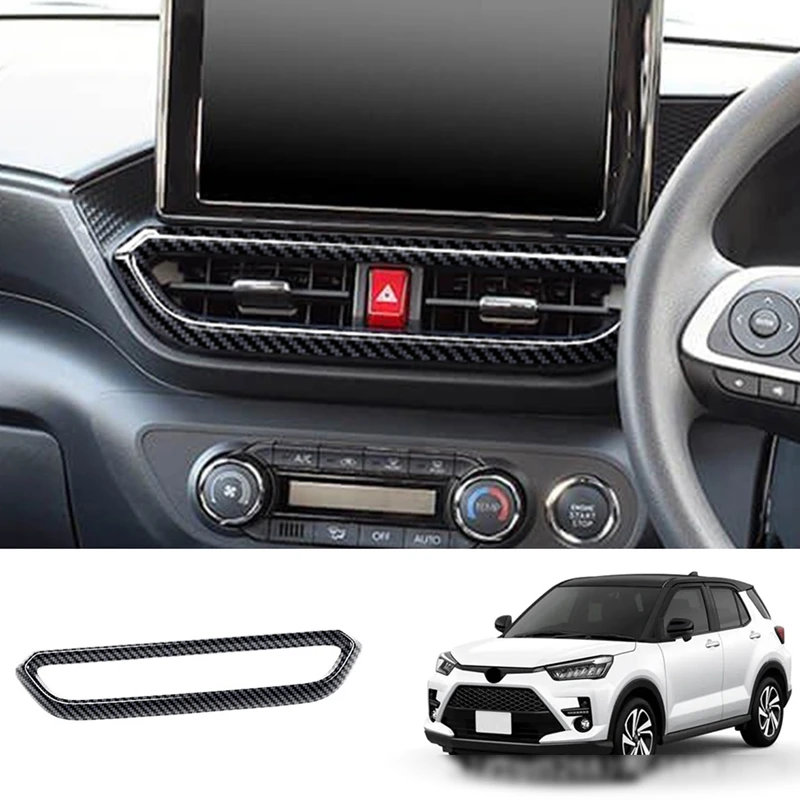 Carbon Fiber Car Interior Dashboard Center Console Air Vent A/C Outlet Frame Cover Trim for Toyota Raize/GR 2020-2022