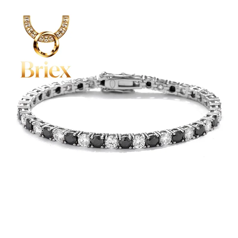 

Briex Jewelry Luxury Solid Platinum PT950 Women's 3mm 4mm Garnet Moissanite Diamond Bracelet Full Diamond Tennis Bracelet