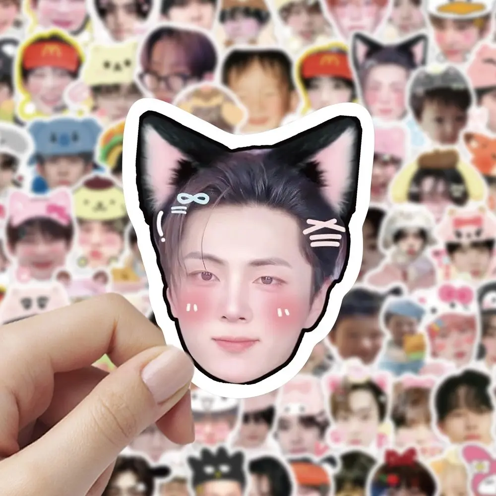100pcs Kpop Korean Boy Band Photo Sticker Cute Big Head Stickers Kawaii Waterproof Photo Sticker Fans Collection