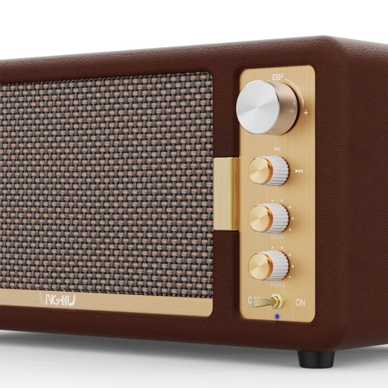 

New Retro Home Leather Bluetooth With Built-In Subwoofer System HIFI Sound Quality Wireless Speaker