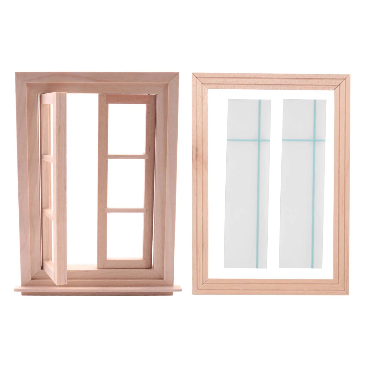 BAAA-1:12 casa de bonecas em miniatura janela dupla de madeira 6 painéis quadro e placa de vidro casa de boneca diy janela dupla acessórios para