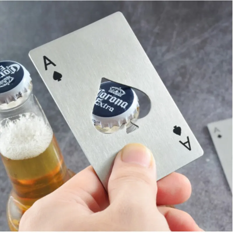 Ace of Spades Credit Card Size Bottle Opener Creative Playing Card Shaped Portable Stainless Steel Bottle Opener