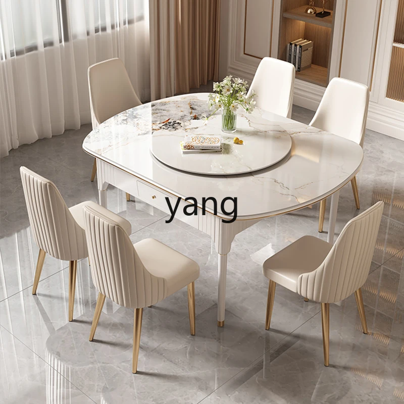 LMM Stone Plate Light Luxury Dining Table Dual-Use Automatic Household Solid Wood Chess Table