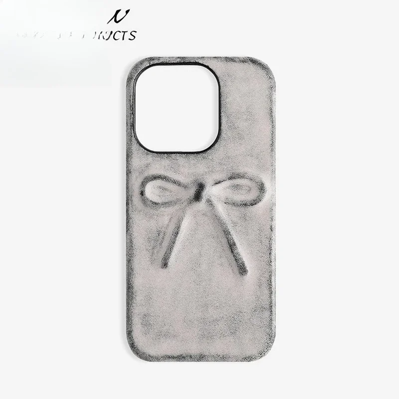 Shadow Series Shu Embossed Bow Shu Handmade Leather Mobile Phone Case iPhone X-16