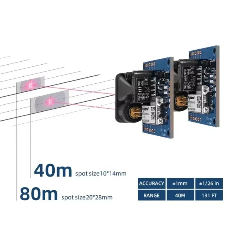 40M Range 1Mm Accuracy 20Hz Rate TTL Interface Laser Sensor Module Long Distance