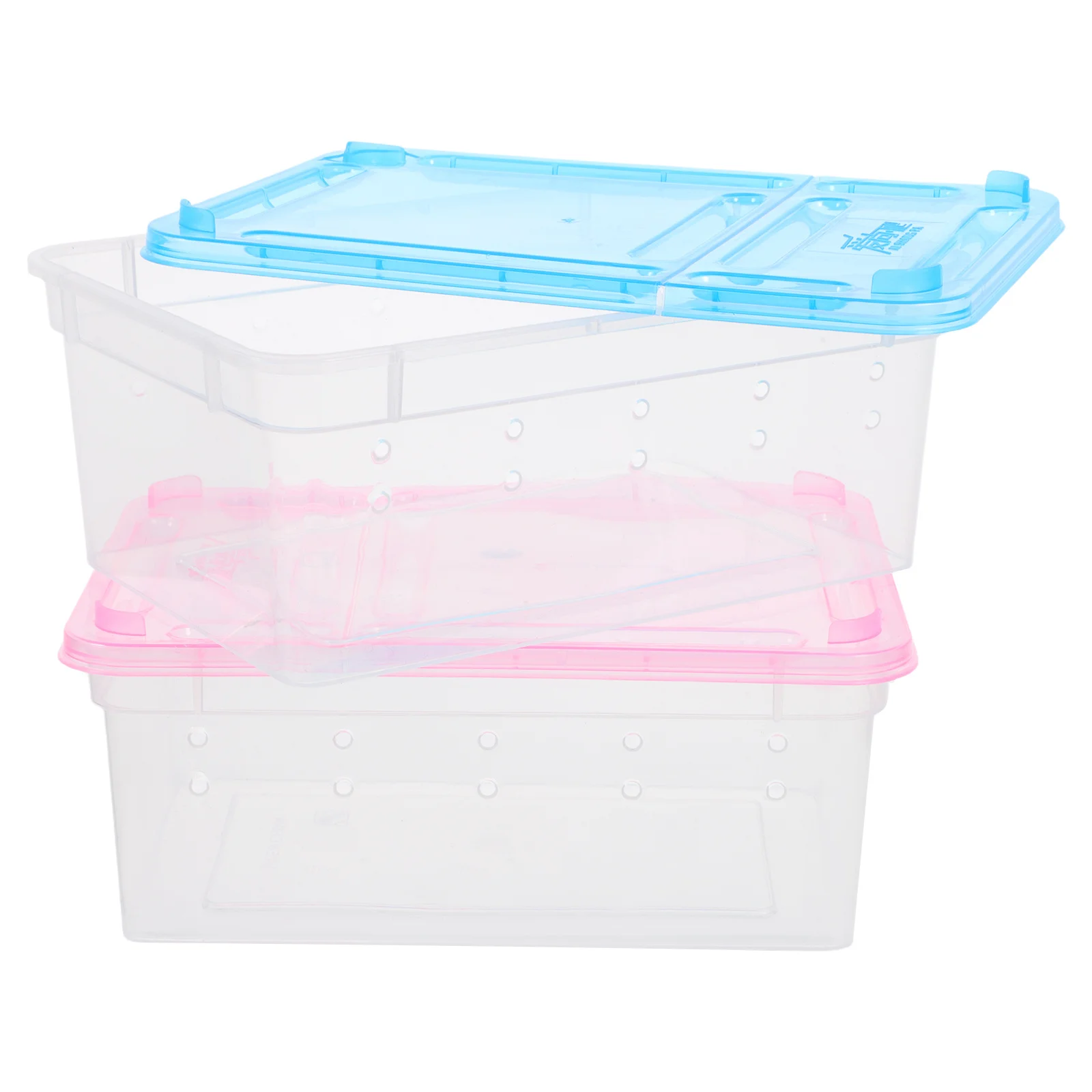 

2Pcs Baby Feeding Boxes Portable Transparent Reptile Cage Ventilation Breeding Box for Tortoise Gecko