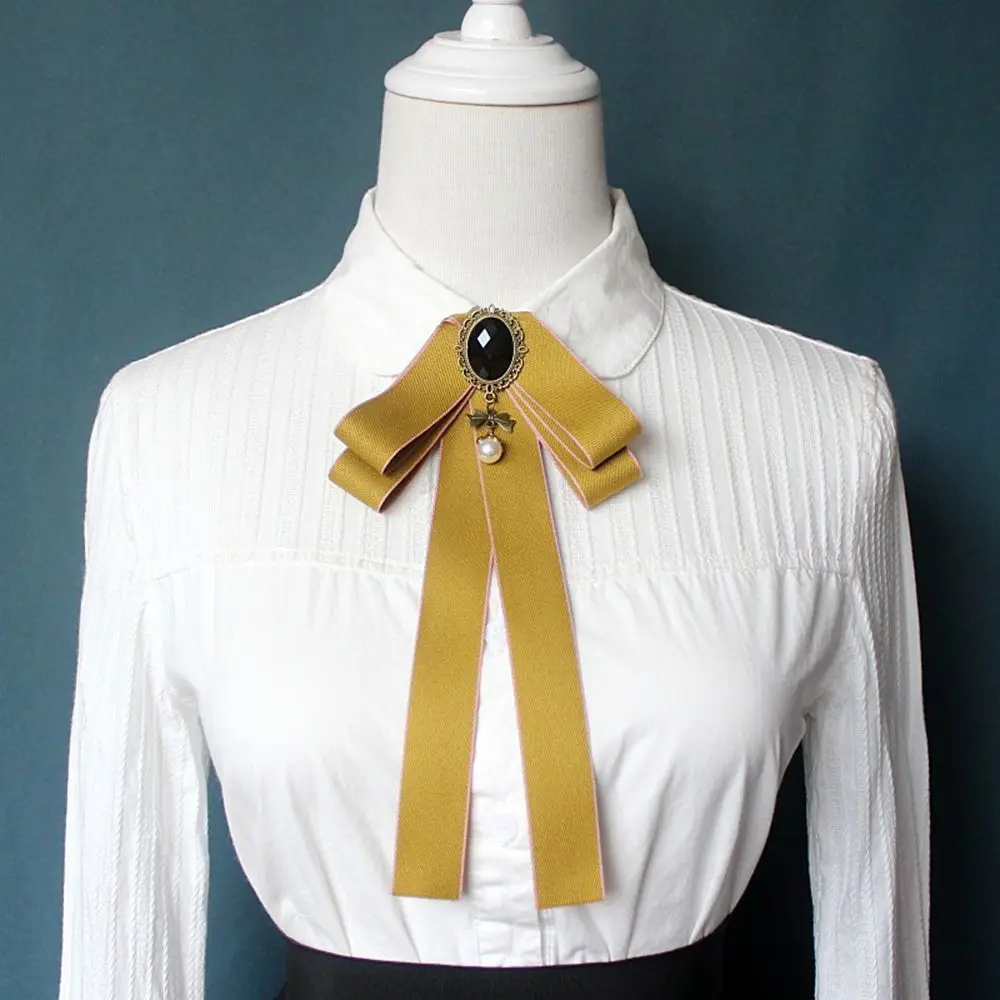 

Gorgeous Chic Ribbon Costume Jewelry Tassel Cravat Collar Pin Bow Tie Brooch