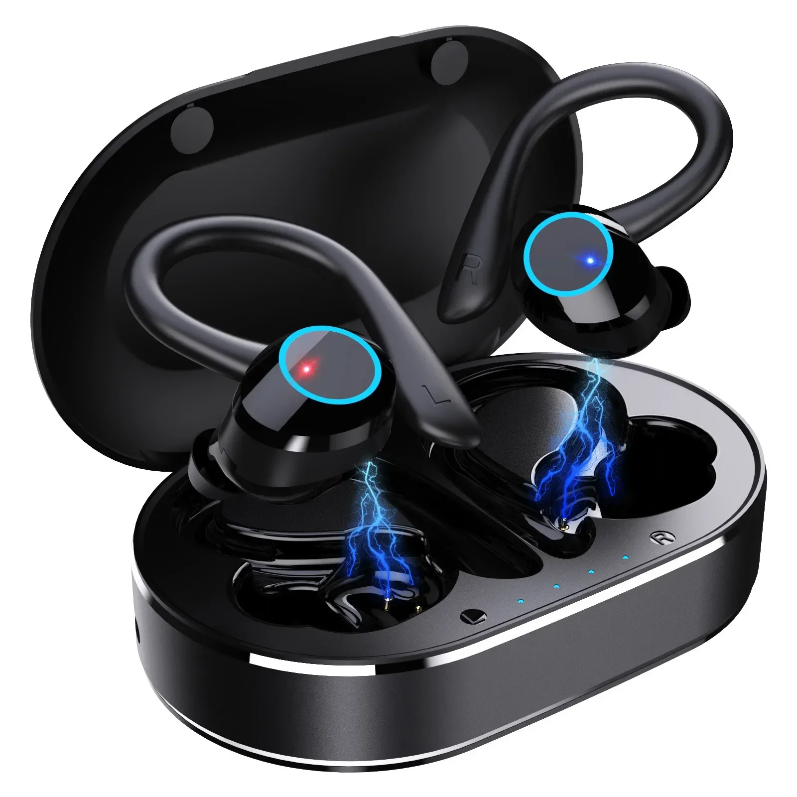 Auriculares Inalámbricos 5.4 con Control Táctil, Auriculares Bluetooth Deportivos Resistentes al Agua, Auriculares Estéreo HiFi con Bajos 9D y Micrófono
