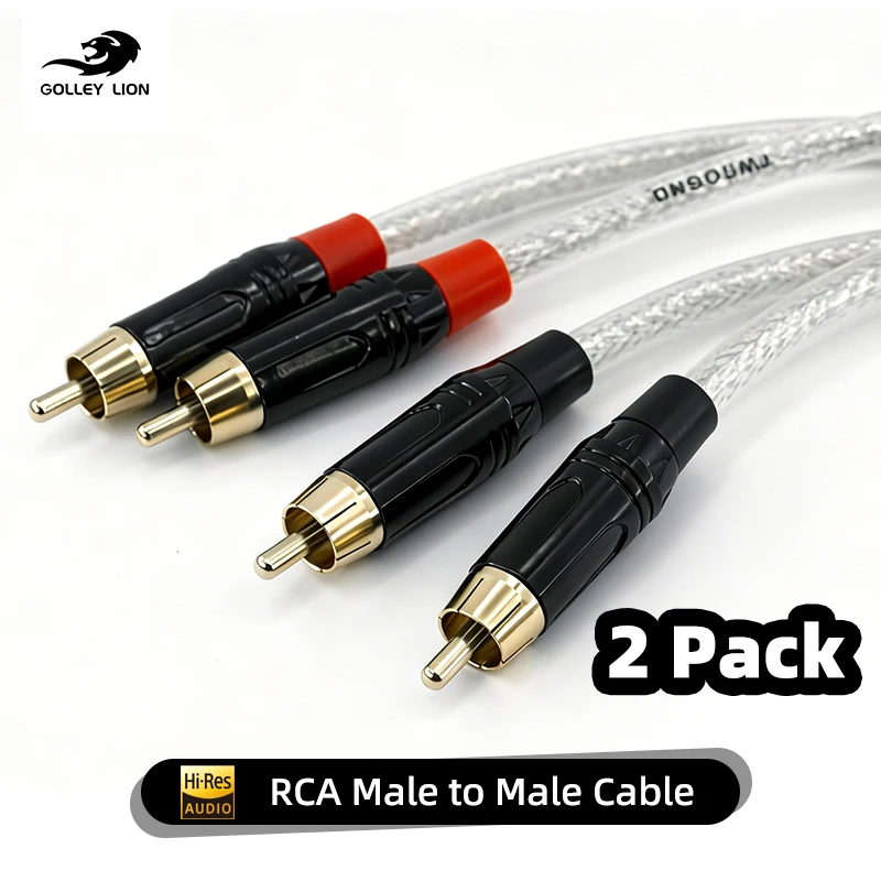 2 Pack RCA Male to Male Cable Hi-Fi Sound – Balanced Transmission for Studio Recording/Guitar Amplifier