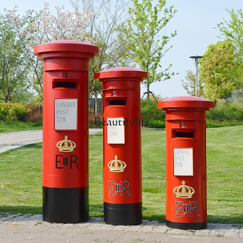 02**Industrial retro British style wrought iron mailbox decorative ornament suggestion box model