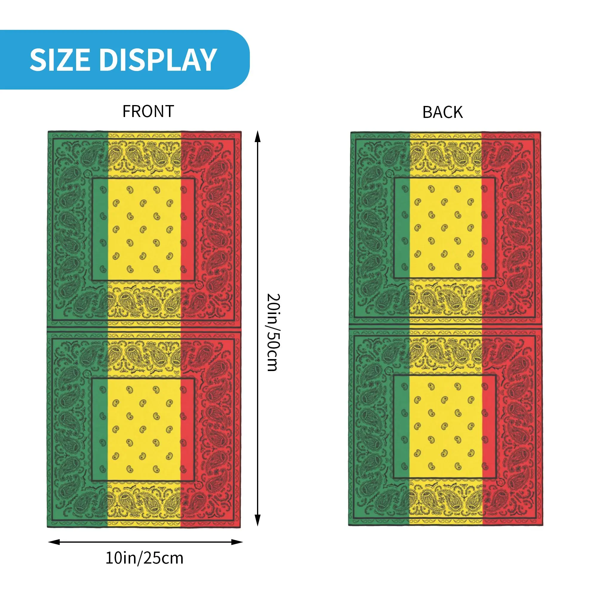 African Rasta Jamaican Paisley Bandana Neck Gaiter Printed Magic Scarf Cycling Scarf Outdoor Sports for Men Women All Season - view 2
