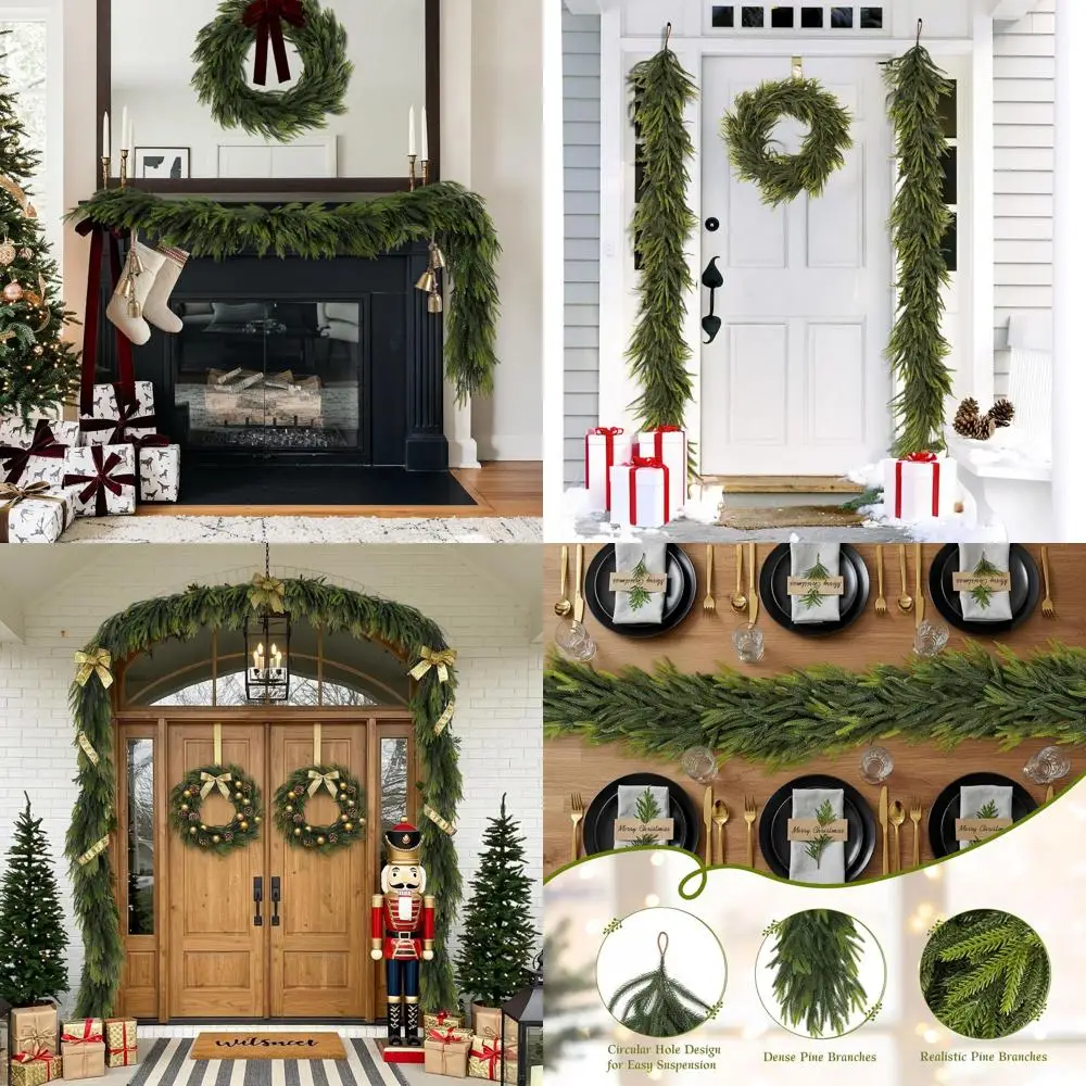 

Реалистичная 6-футовая искусственная гирлянда Norfolk Pine на Рождество, подходит для внутреннего и наружного декора