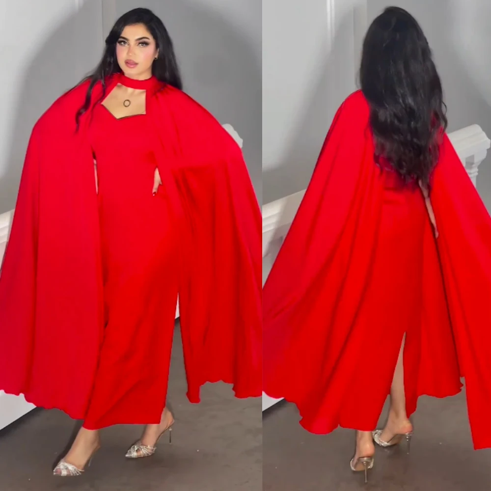 Personalizado Arabia Saudita satén drapeado cumpleaños A-line cuello alto vestido de ocasión a medida vestidos Midi es