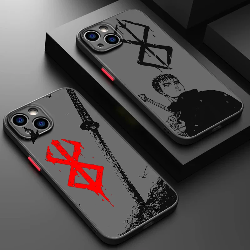 Berserk Popular Anime Art Frosted Translucent For Apple iPhone 15 14 13 12 11 XS XR X 8 7 SE Pro Max Plus Mini Back Phone Case