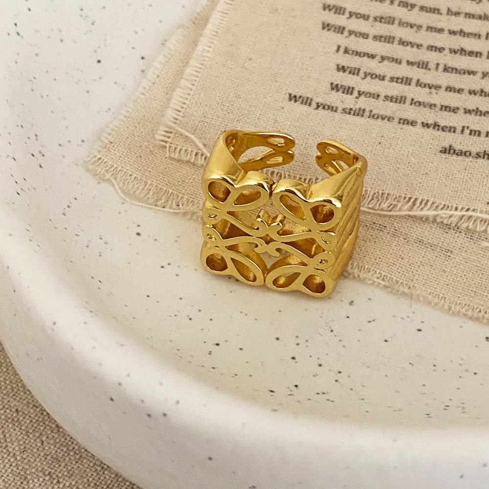 تصميم متخصص صغير، نمط مجوف مربع، خاتم عصري وراقي، فاخر خفيف، مجوهرات رائعة وعصرية لـ wo #4