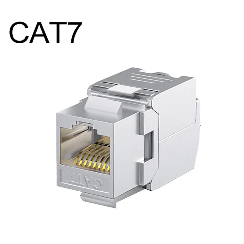 ZoeRax 1 Stück RJ45 geschirmter Cat6A Cat7 Keystone Jack 180 Grad werkzeugloses Gehäuse aus Zinklegierung Keystone Jack
