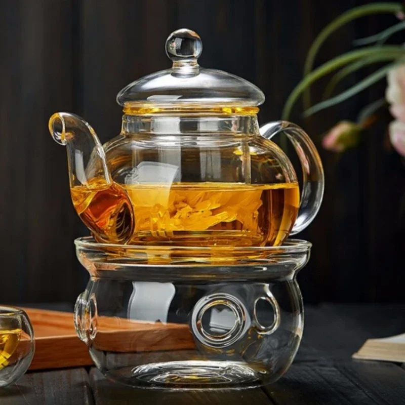 400ml/1000ml Glass Teapot Filterable Heat-resistant Thickened High Borosilicate Durable Flower Tea Pot Heatable Puer Oolong Pot