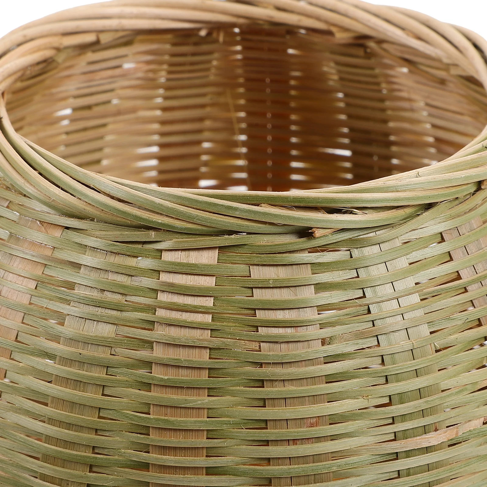 

Bamboo Woven Storage Basket Desktop Organizer with Lid Round Handcrafted Sundries Holder Home Storage Solution