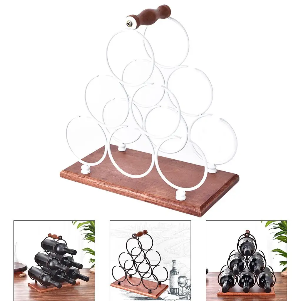 Iron Wine Bottle Rack Standing Holds 6 Bottles of Wine Storage Stand Wine Rack Holder for Pantry kitchen counter Cellar Home