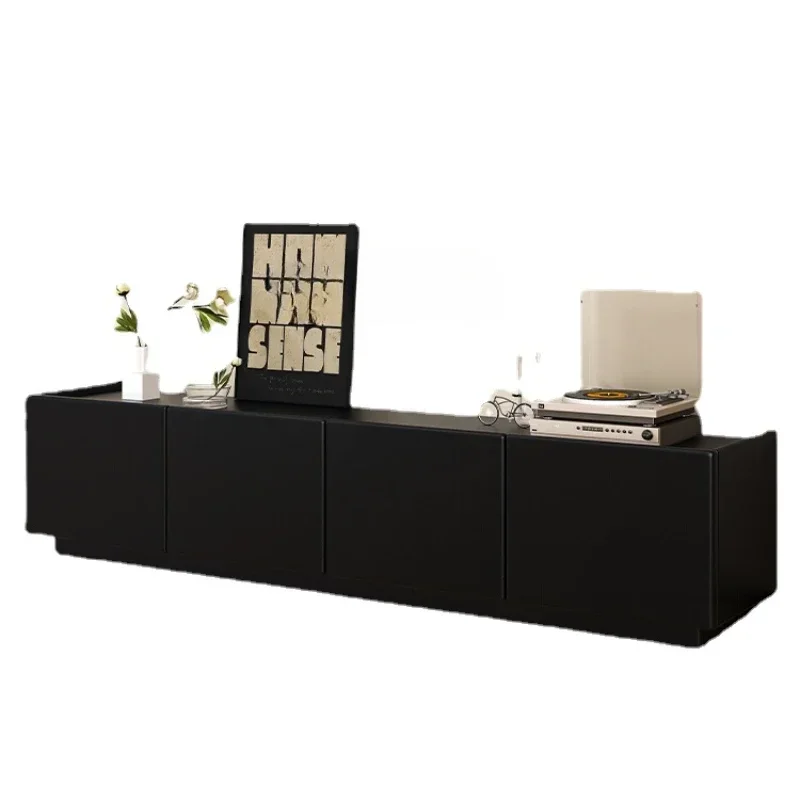 

Solid Wood TV Cabinet Floor Black Floor Cabinet Living Room Home Modern Simple and Light Luxury