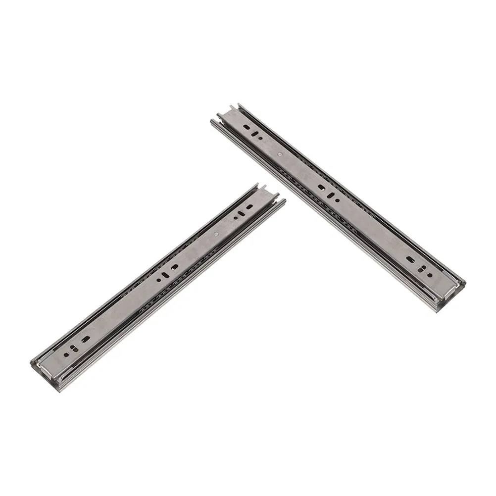 2Pcs Side Mount Drawer Slides Three Section Full Extension Heavy Duty Smooth Bearing Rails for Cabinets Dressers