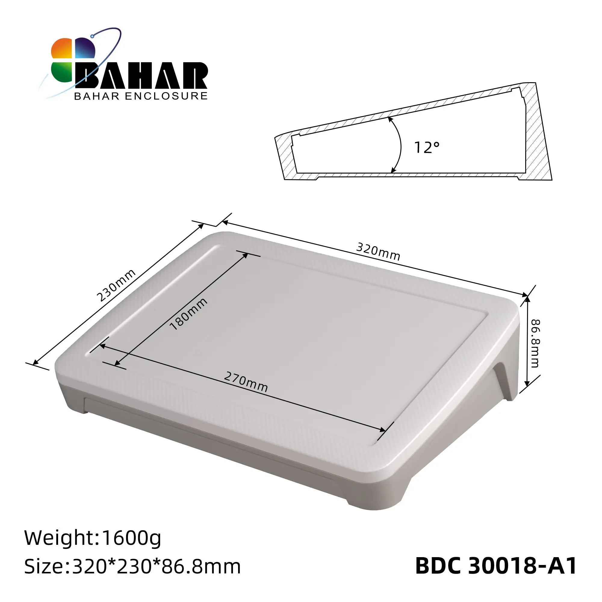 

Bahar Enclosure ABS Plastic Housing Desk-top shell Wire Junction Box Instrument Case MODEL BDC 30018