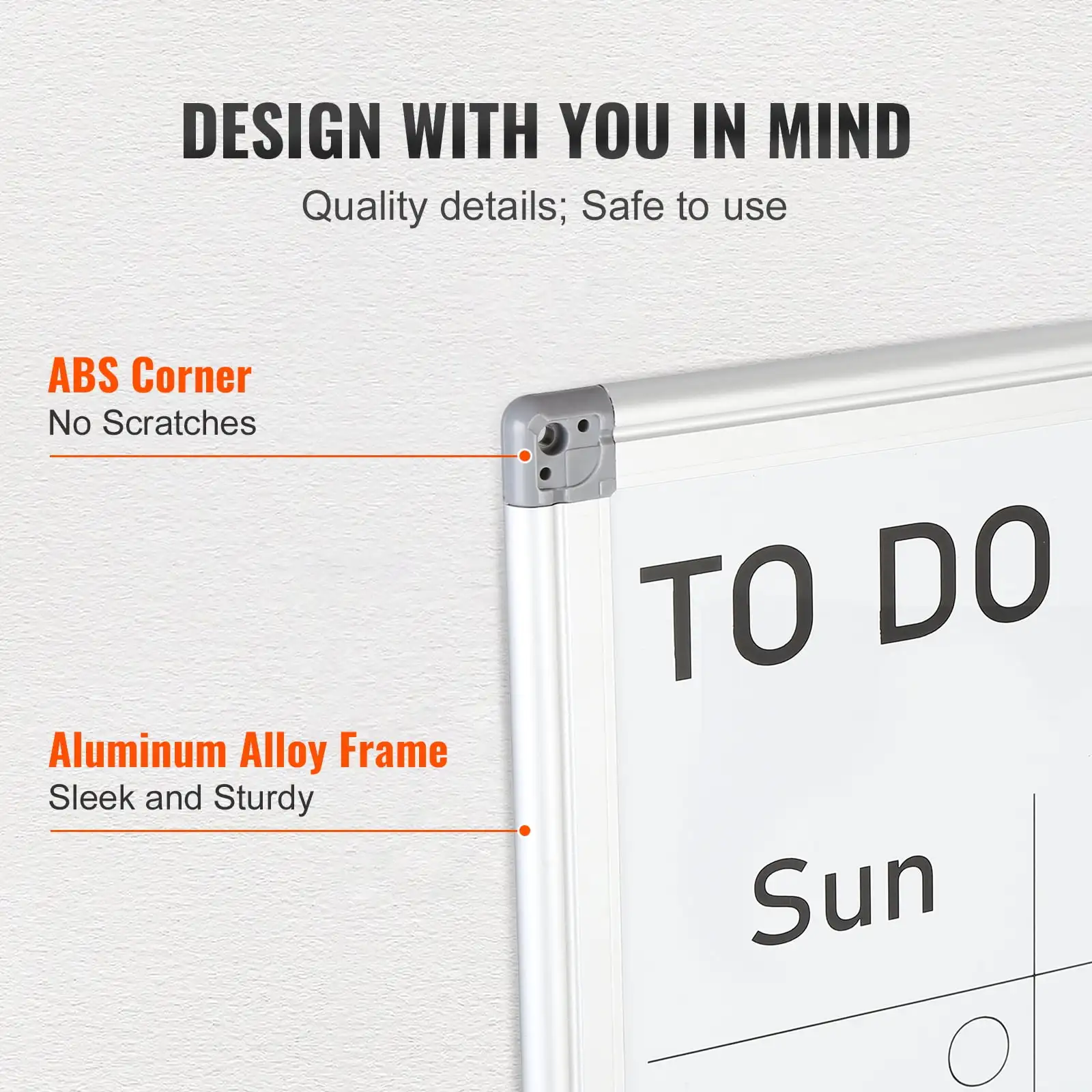 Tableau blanc magnétique avec gomme et marqueur, effaçable à sec