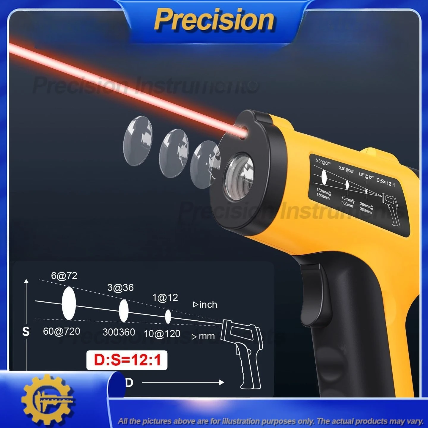 2026 Digital Infrared Thermometer for Industrial High Precision Temperature Measurement Electronic Gun for Water Oil Kitchen