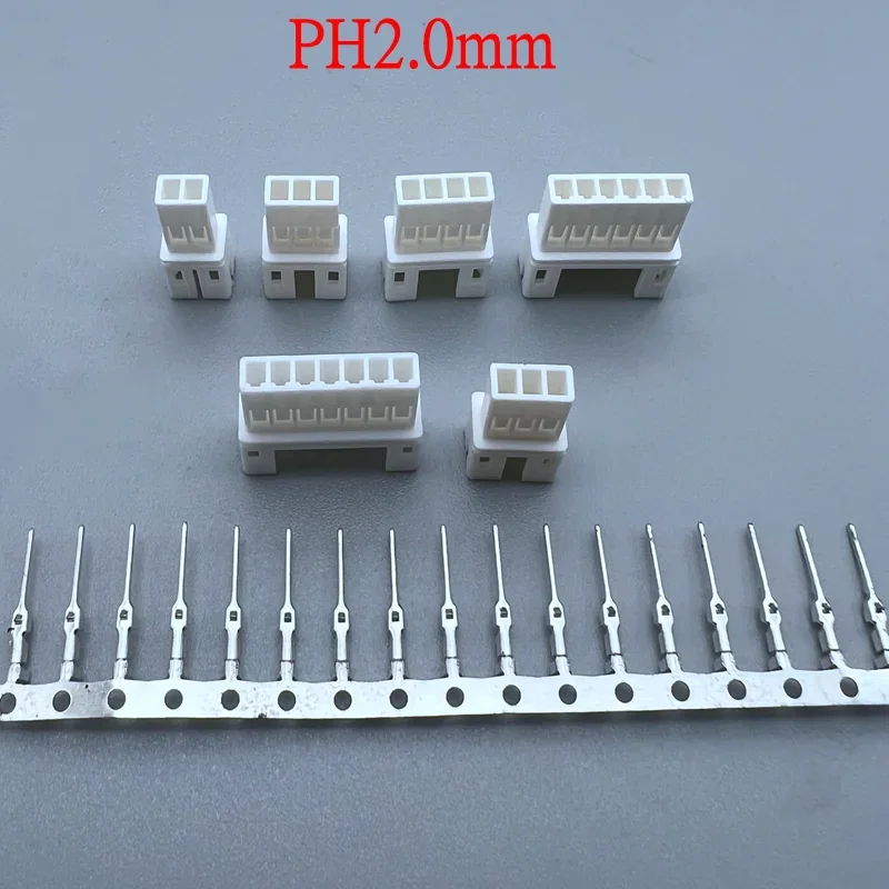 50 Uds PH2.0 acoplamiento carcasa de plástico macho soporte de pin carcasa conector PH2.0mm 2R 3R 4R 5R 6R para terminales macho