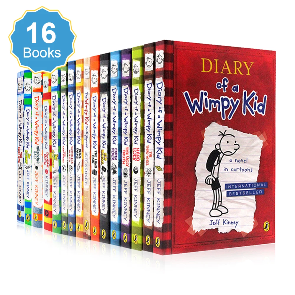 16 Books/set Diary of A Wimpy Kids Comic Book Set Learning in English Language Books for Children Kids Story reading Book