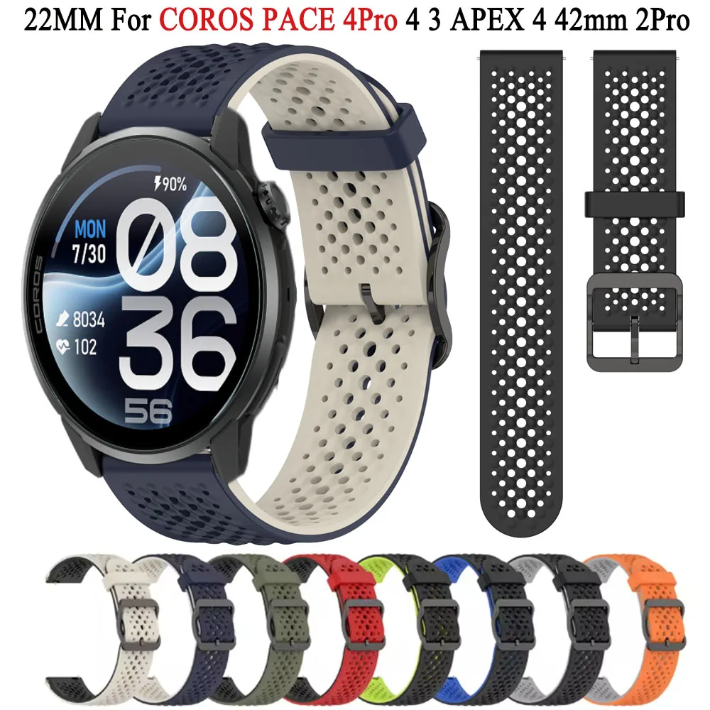22mm Band For COROS PACE 4Pro straps PACE4 PACE3 Silicone Correa Bracelet For COROS APEX 4 42mm APEX 2Pro Pro Adjustable Strap