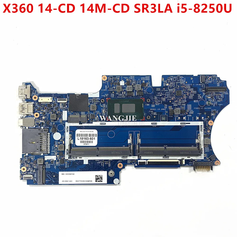 L18163-601 L18163-001 Pour HP X360 14-CD 14M-CD Ordinateur Portable Carte Mère SR3LA i5-8250u CPU 17879-1B 448.0E809.001B