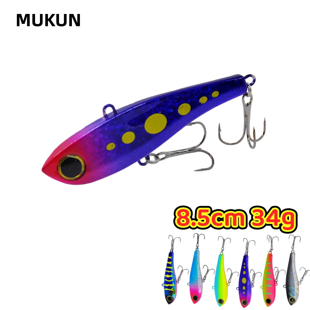 

1PCS 8.5cm Winter VIB Fishing Lure 34g Hard Bait Inside Ice Sea Fishing Tackle Diving Swivel Jig Metal Wobbler Lure