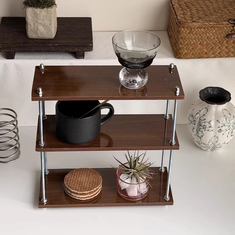 

Luxury Coffee Cup Holder Ins 3-Tier Wooden Desktop Tea Cup Coffee Mug Display Organizer Racks Storage Rack Kitchen Organizers