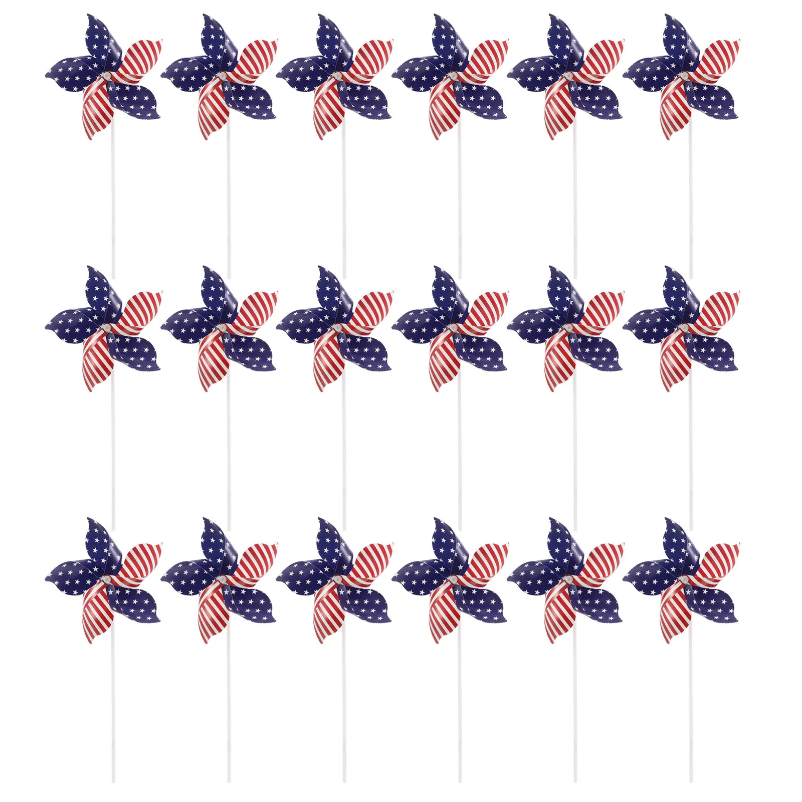 24Pcs Yard Windmill Patriotic Pinwheel Outdoor Decorative Stakes Red White Blue Memorial Day Garden Decoration Windmill Lawn