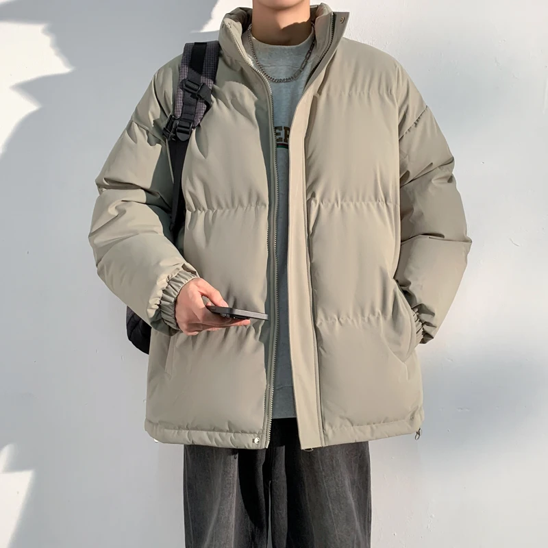 

Зимняя спортивная одежда для отдыха на открытом воздухе, ветрозащитная дышащая теплая хлопковая одежда, модная и универсальная однотонная мужская теплая куртка