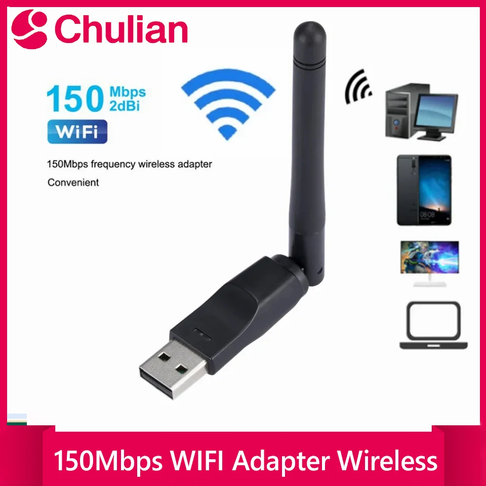 Adaptateur WIFI 150 Mbps, carte réseau sans fil, adaptateur USB WiFi, récepteur LAN Wi-Fi, dongle, antenne 802.11 B/g/n pour PC Windows