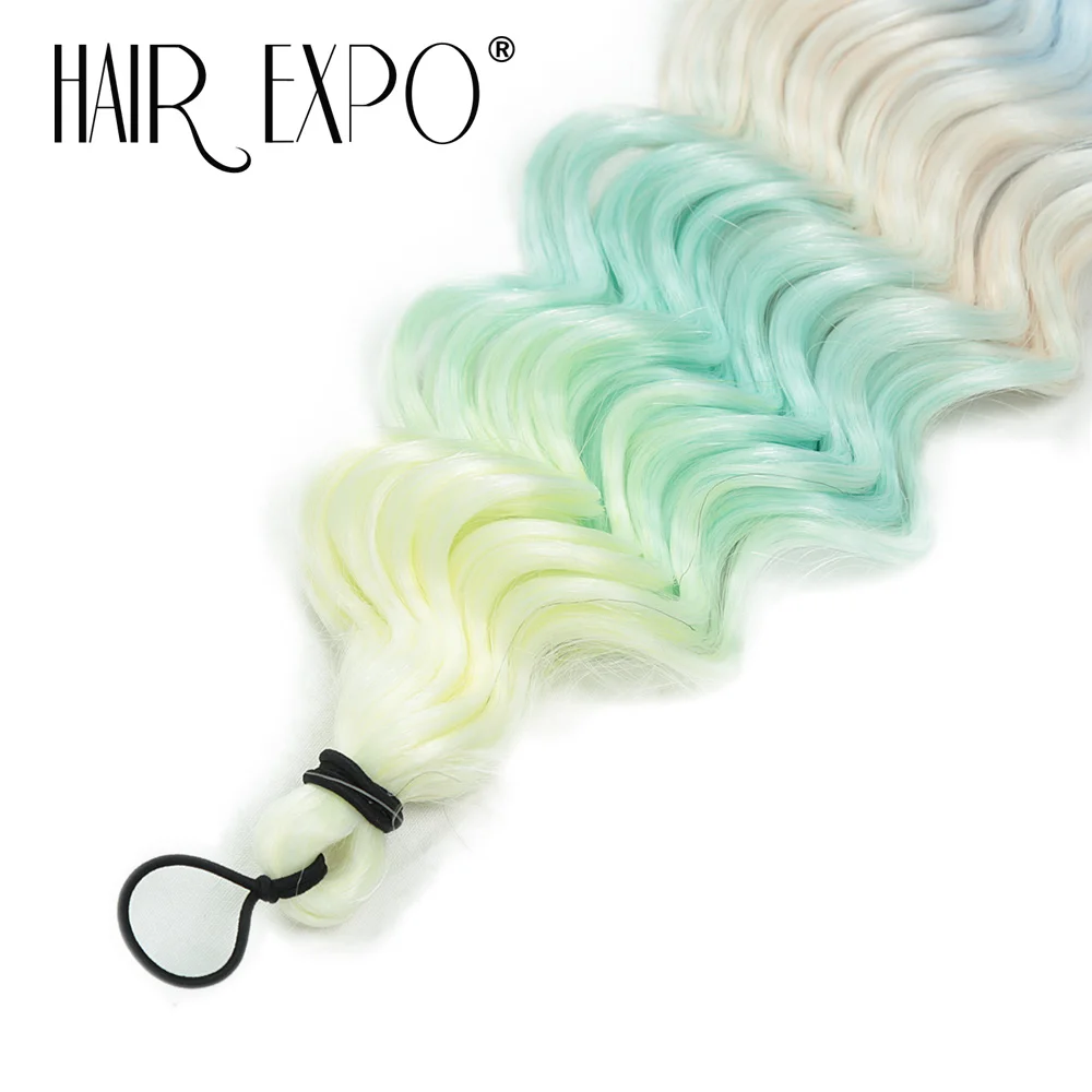 6 قطعة/300 جرام 18 بوصة موجة عميقة تويست الكروشيه الشعر الضفائر الاصطناعية الشعر قوس قزح اللون الأفرو تجعيد الشعر أومبير تجديل وصلات شعر #4