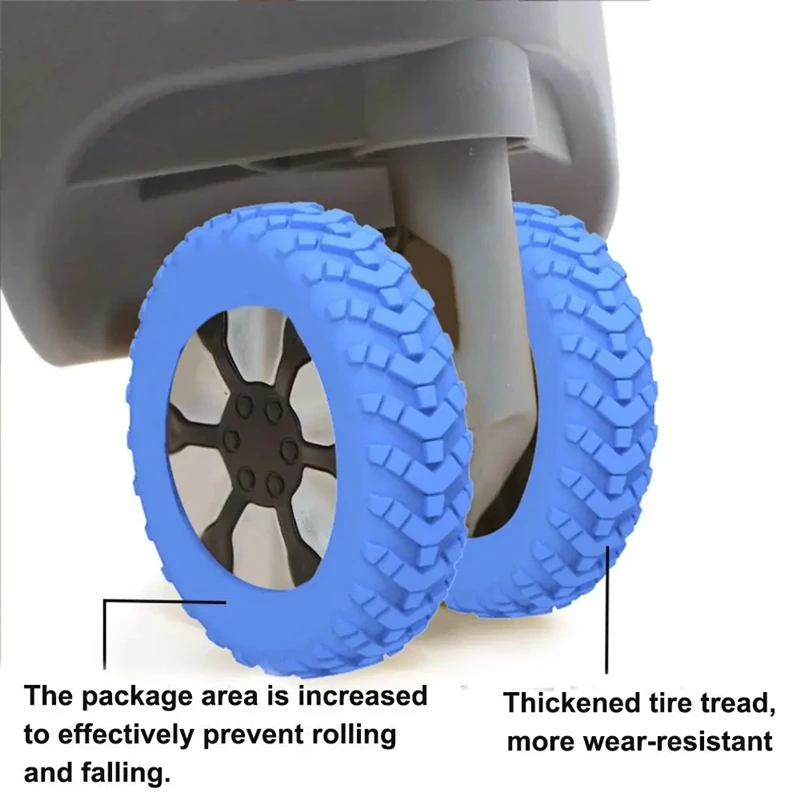 Newest 8/4PCS Silicone Travel Luggage Caster Shoes Reduce Wheel Wear Suitcase Parts Axles Trolley Box Casters Cover Silent Sound