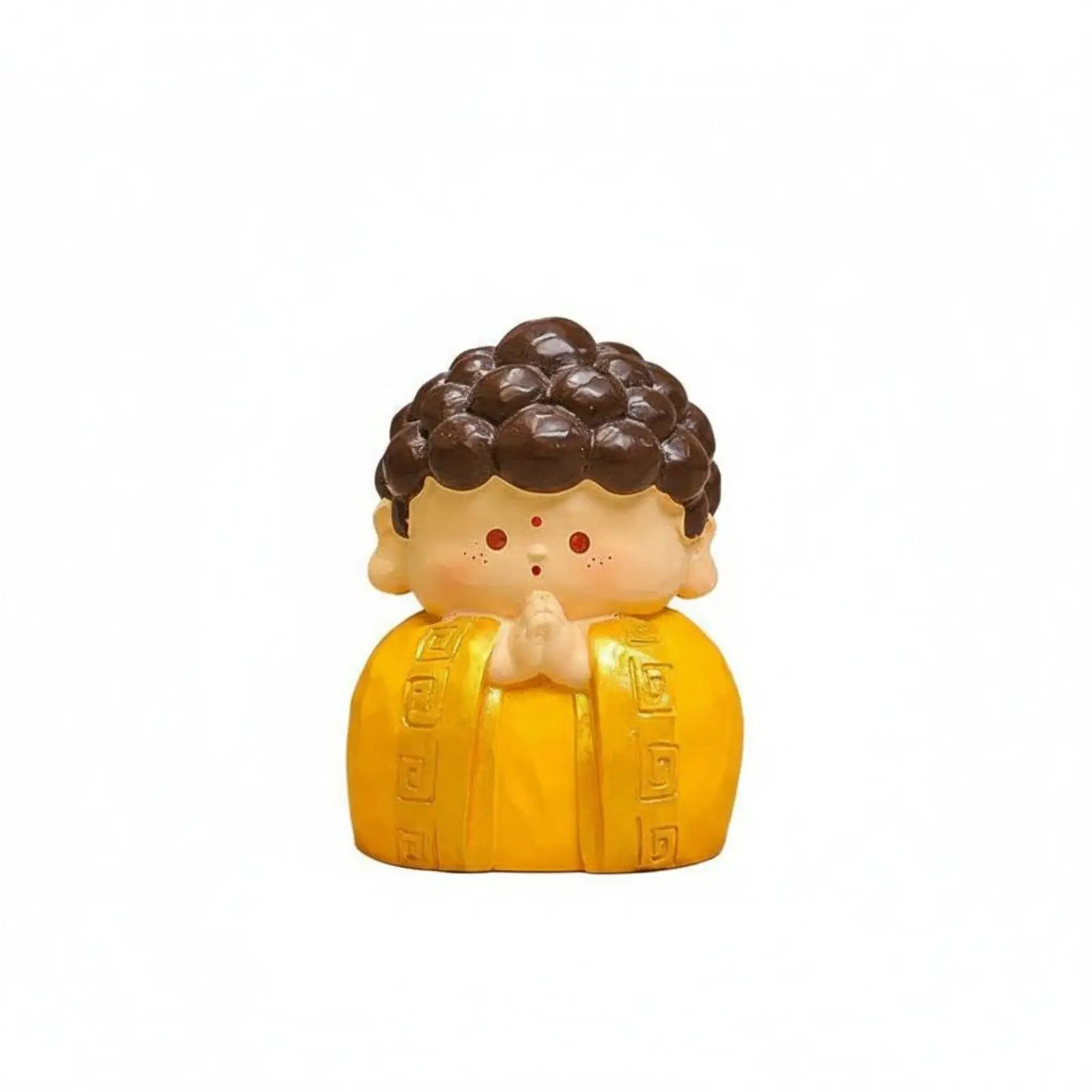 Resin Deity Figurine Cute Chinese Prosperity God Statue Compact Desk Ornament for Office Home Bookshelf Car Decor Gift