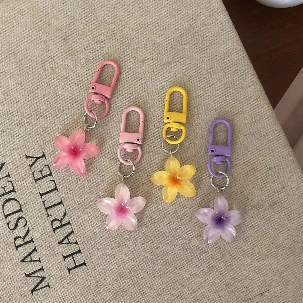 New Sweet Colorful Flower Keychain Hanging Jewelry Pendant Rope Decoration Car Key Ring Resin Bag Decoration Student