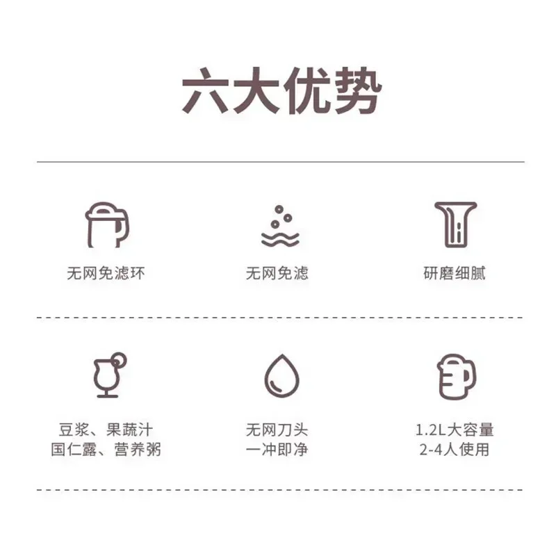 Soymilk Machine Wall-broken Filter-free 1.2L Household Fine Grinding Multi-function Juicer N620SG Blender