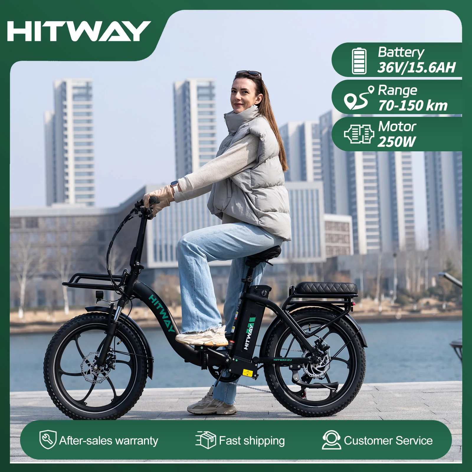 HITWAY Vélos Électriques BK6SL1-36V15.6Ah, 250W Moteur E Bike, Autonomie 70-150km, 7 Vitesses, Pliant, Contrôle par APP