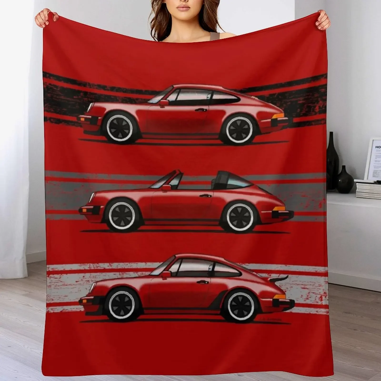 

My drawing of the iconic German sports cars in green Throw Blanket All Season Lightweight Soft Blanket for Bed